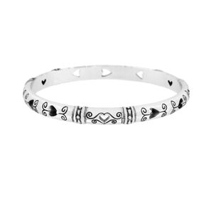 Brighton "SHOT THROUGH THE HEART" Retired Cut-Out Hearts & Etched Scroll Bangle